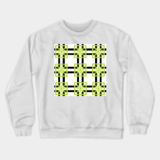 Black and White and Lime Green Pattern Crewneck Sweatshirt